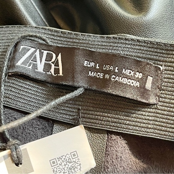 Zara Black Faux Leather Leggings With Front Zipper Size L - Picture 11 of 15